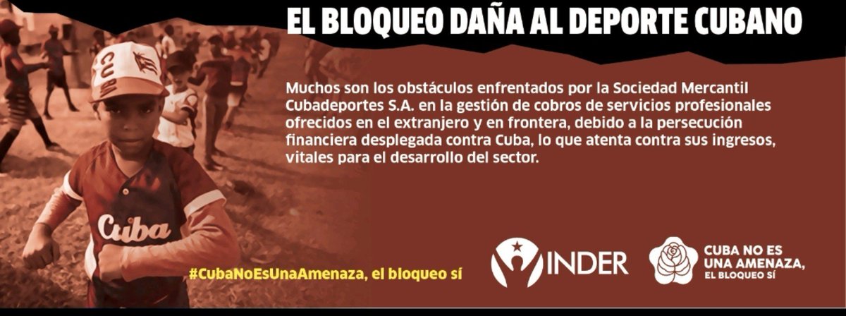 InderCuba's tweet photo. La verdad de un pueblo agredido que resiste y crea: 
#CubaNoEsUnaAmenaza, el bloqueo sí.
#DeporteCubano #InderCuba65
#SiempreXCuba https://t.co/q4aSjkt8iq