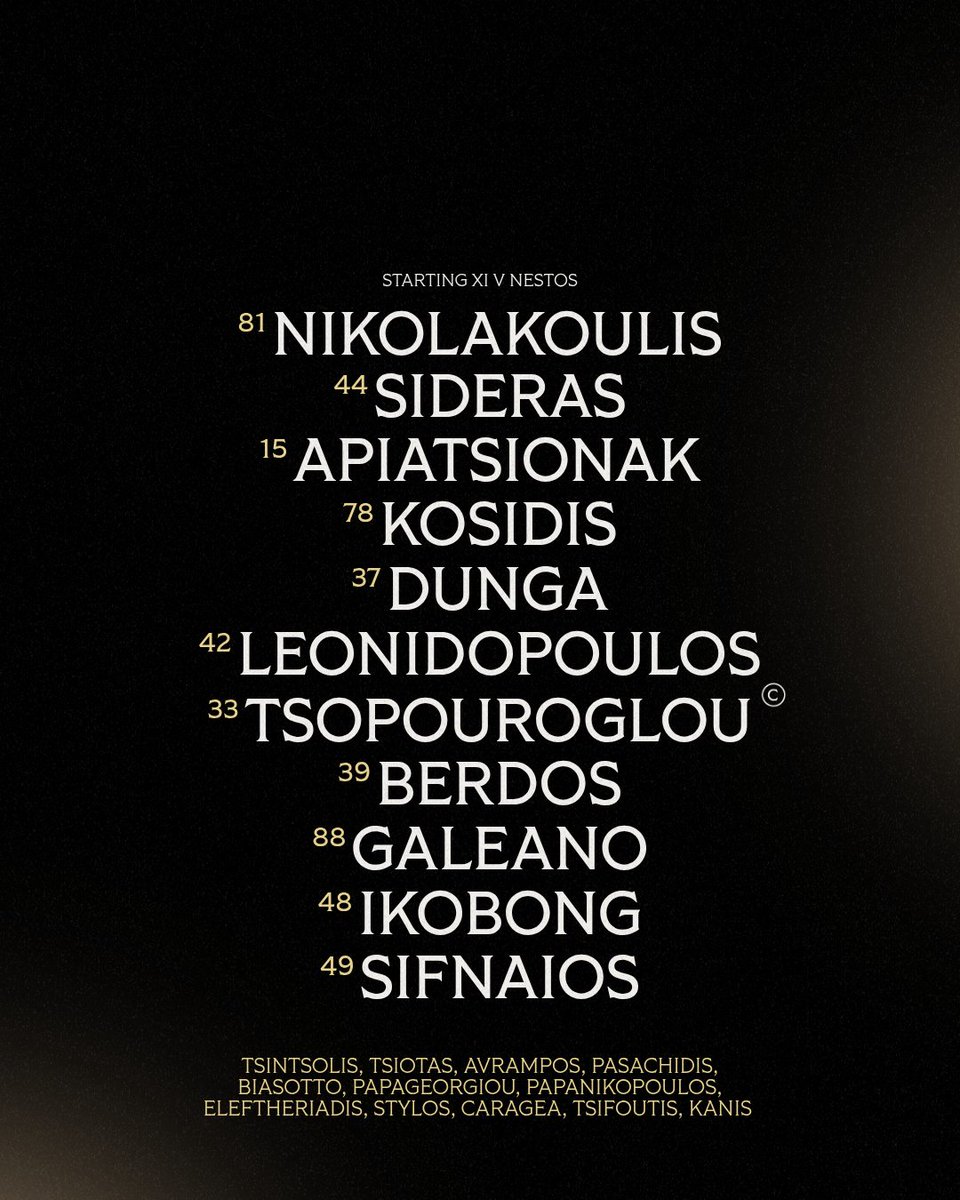 PAOK_FC's tweet photo. #Starting11 Η αρχική 11άδα του ΠΑΟΚ Β για την 3η αγωνιστική της Superbet League 2 κόντρα στον Νέστο στο Γήπεδο Σερρών.
#PAOKBNEST #SuperbetLeague2 #SL2 #NewEra https://t.co/QdeoXzxyAl