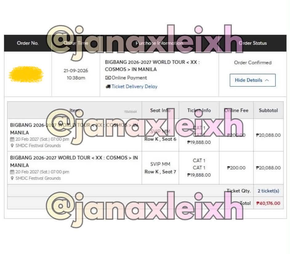 janajmrsgn's tweet photo. @harusbuy wts Ifb ph

BIGBANG COSMOS IN MANILA TICKETS

SVIP MM (2 tickets — side by side seats!)
SAME PRICE! online fee waived✨

loc: makati city
rfs: secured desired seats

dm if interested or pls kindly share☺️

#BIGBANGinMANILA #COSMOSinMANILA
#COSMOS_WORLD_TOUR_IN_MANILA #BIGBANG https://t.co/5i351h37Kw