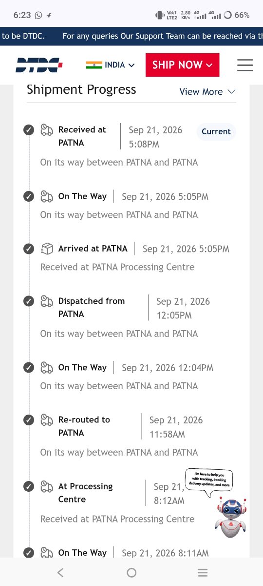Deepak96805131's tweet photo. @DTDCIndia @BlueDart_ @delhivery 
DTDC AIR making Customer fool. From 16 to till date only Change date to date . No any Proper Update of my courier. https://t.co/G7b5OgsRJ6