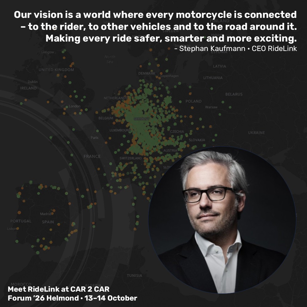 RideLink1's tweet photo. Wir sind beim CAR 2 CAR Forum ’26 dabei und bringen das Thema Connected Motorcycles &amp; Retrofit V2X mit.
Wer ist am 13./14. Oktober ebenfalls vor Ort?

DM me – see you in Helmond!

#V2X #CITS #RideLink #ConnectedMotorcycle #RoadSafety https://t.co/zoSbynhXp8