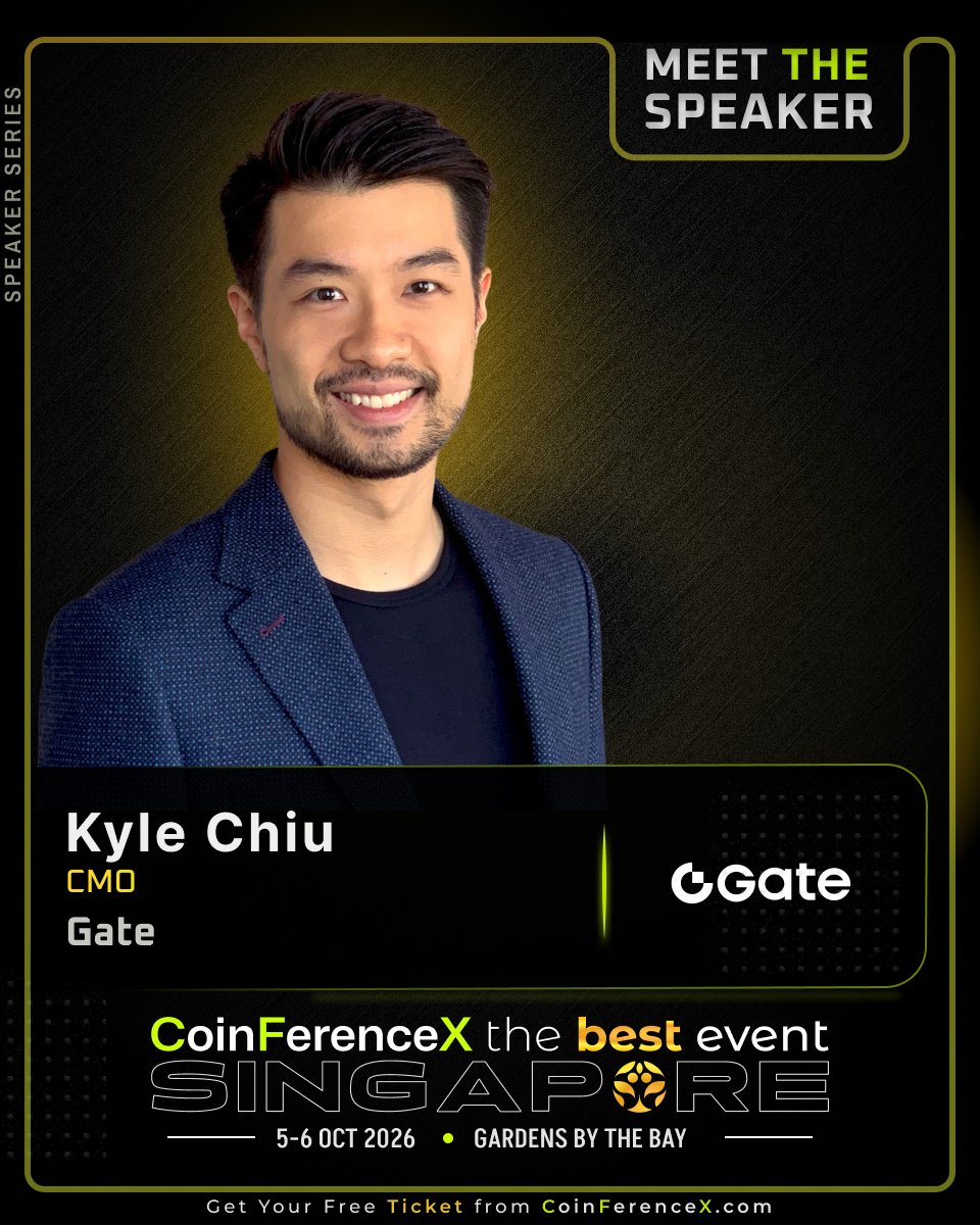 CoinFerenceX's tweet photo. Meet Kyle Chiu, CMO of @Gate, onstage at CoinFerenceX The Best Event, Singapore.

A seasoned marketing executive with over a decade of experience across Web3 and global finance, Kyle leads worldwide brand strategy and growth initiatives at Gate. Prior to his current role, he served as Head of Marketing at Animoca Brands, driving flagship launches like the Moca Network TGE, and headed APAC digital marketing for Deutsche Bank Asset Management.

📍 5–6 Oct 2026 
📍 Gardens by the Bay, Singapore

Stay tuned; more big names are dropping soon.

📅 RSVP on Luma: https://t.co/boaCunDBWJ 
🤝 Sponsor or partner: https://t.co/Jeu6IXFGjy

#CoinFerenceX #TheBestEvent #Gate