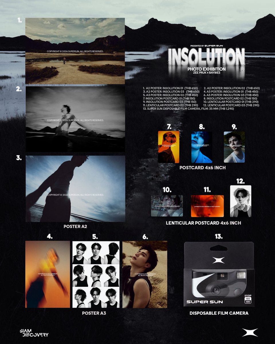 ssupersun's tweet photo. WHAT’S AVAILABLE 
AT ‘INSOLUTION EXHIBITION’

💥24–27 SEP 2026 : EXHIBITION MERCHANDISE
💥25-27 SEP 2026 : EXHIBITION MERCHANDISE + ARTWORK

INSOLUTION EXHIBITION
1ST FLOOR, SIAM DISCOVERY
10–27 SEPTEMBER 2026
 
Note: Limited to 1 piece, per size, per product, per color, per order

#SUPERSUN
#SUPERSUNxSIAMDISCOVERY
#SUPERSUNINSOLUTIONEXHIBITION
#SUPERSUNEXHIBITION