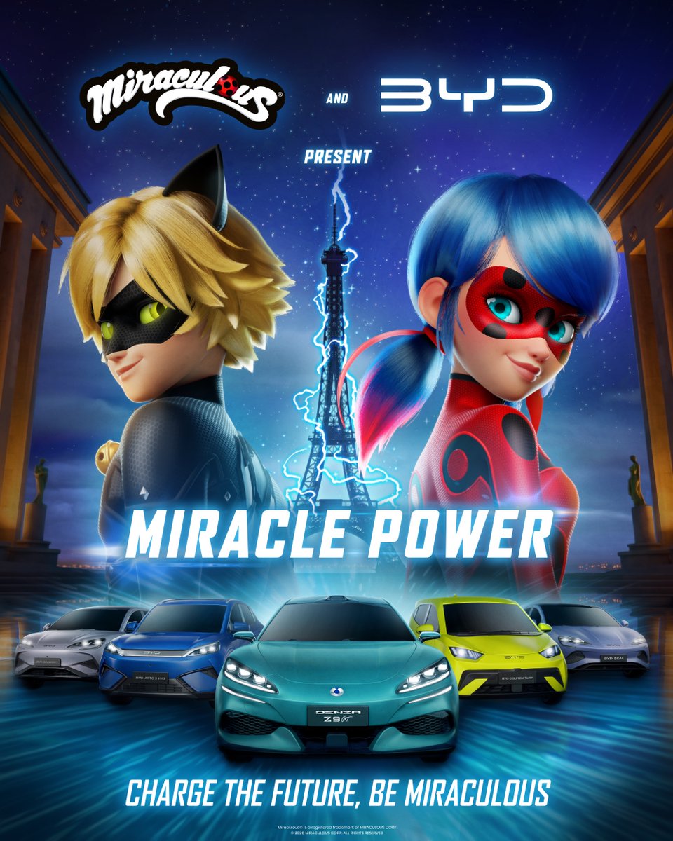 BeMiraculousLB's tweet photo. It’s about to get electric in Paris ⚡️

BYD and Miraculous are uniting in a special new episode, Miracle Power ⚡️🔌
Available on YouTube, September 28

@BYDGlobal @BYD_Europe https://t.co/4CpAt34H23