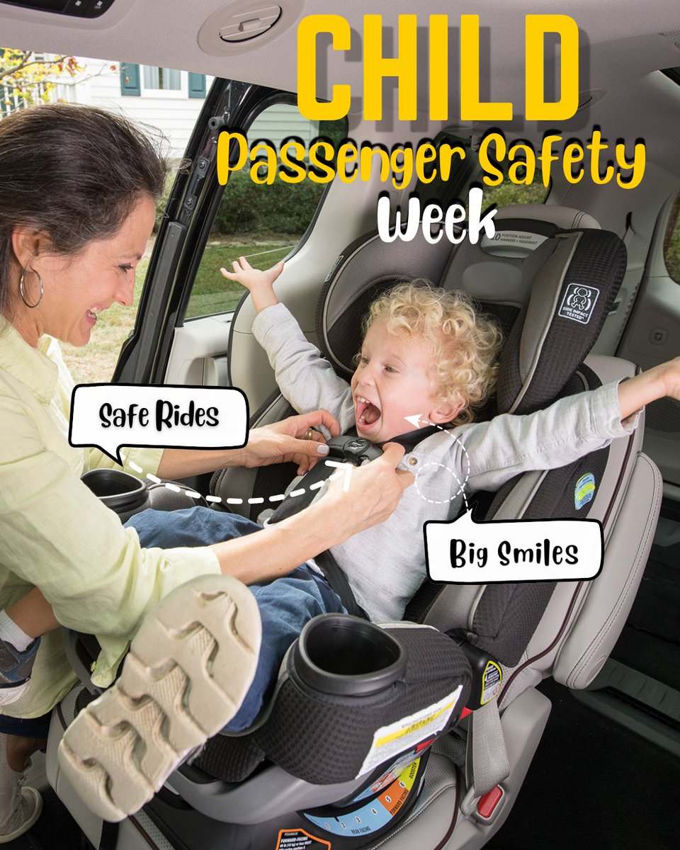 NHTSAgov's tweet photo. It's Child Passenger Safety Week! 🎉

Make sure your child is in The Right Seat for their age and size — and that it's installed correctly every time. 👶✔️

Tap the link to use our Car Seat Finder tool or find a certified technician near you: https://t.co/zkIBVLcNbh https://t.co/fEBvgZnUu5