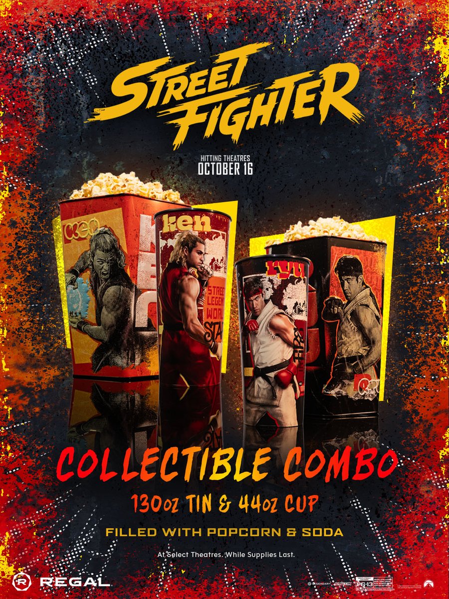 RegalMovies's tweet photo. Check out the Street Fighter merch that's coming soon to Regal🥊 Grab yours when you catch it in theatres, starting October 16. 💥Tickets are on sale NOW: https://t.co/4kBiDftOeM

At select locations, while supplies last. https://t.co/mhBGxCDhOc