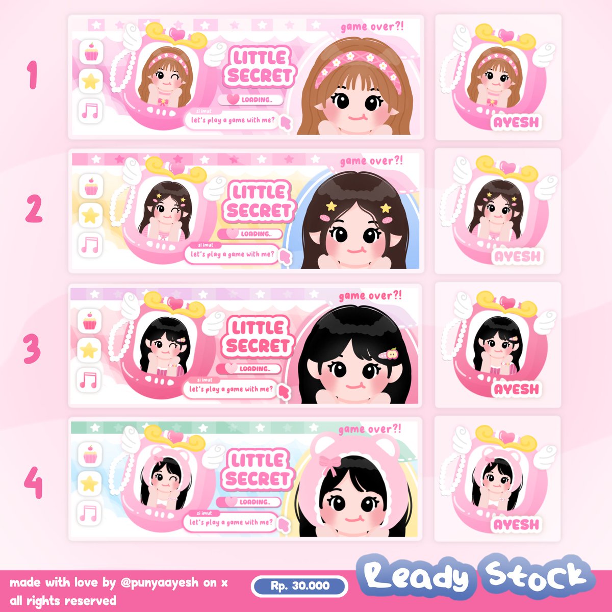 punyaayesh's tweet photo. hemloo chinguu! 🐣 
aku bawa 8 layout chibi &amp; 2 wallpaper yang bisa dijemput melalui dm/wa yapp

free retext
free recolor
avail resize &amp; bundling wallpaper, sticker pack, dll

met jajankk~

#bealanja https://t.co/p3SvHzaHzI