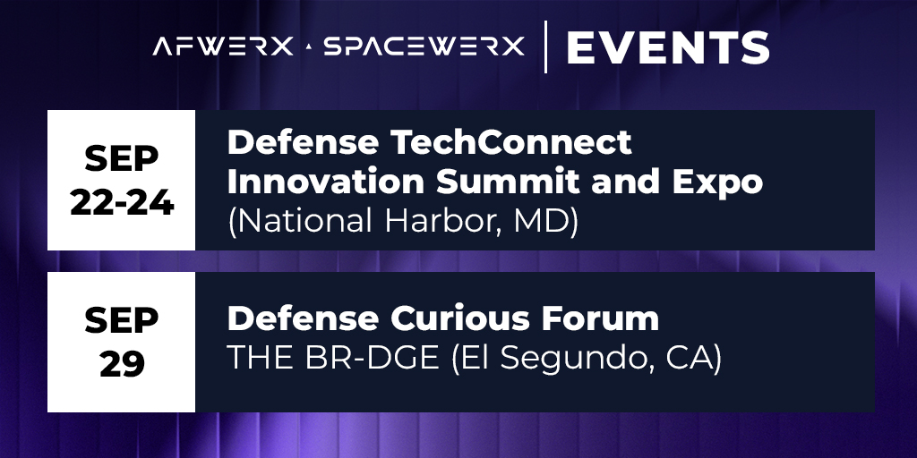 AFWERX's tweet photo. 🚀 New week, new opportunities with AFWERX &amp; SpaceWERX!

#GetInvolvedMonday brings you the latest funding opportunities, events &amp; webinars connecting innovators with DAF mission needs. 👇

💰 https://t.co/otkl0VQLrg
📅 https://t.co/Fb0Dg6FE9g https://t.co/wFxCyvxawr