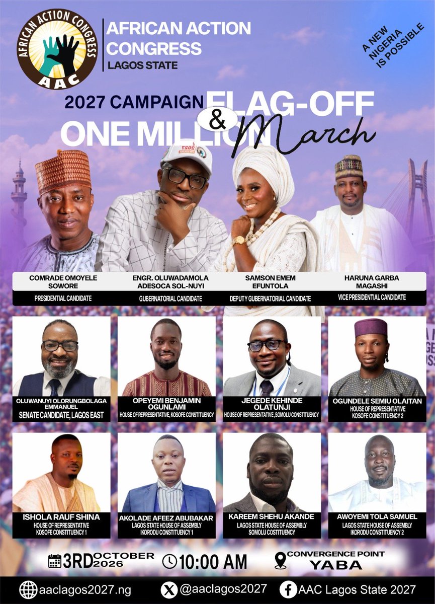 JegedeKehinde5's tweet photo. Join us on the victory voyage.
Together we shall achieve a better Nigeria.

Vote @aacparty , support AAC https://t.co/56MV7TxVit