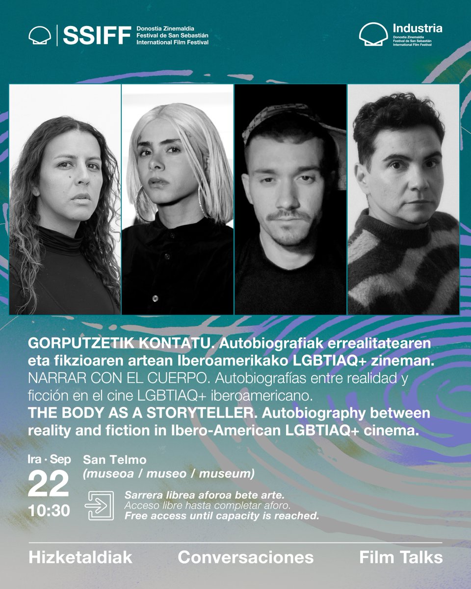 sansebastianfes's tweet photo. #74SSIFF 💭 #ConversacionesSSIFF #FilmTalks #Hizketaldiak
🗣️ Conversación: NARRAR CON EL CUERPO. Autobiografías entre realidad y ficción en el cine LGBTIAQ+ iberoamericano
/ THE BODY AS A STORYTELLER. Autobiography between reality and fiction in Ibero-American LGBTIAQ+ cinema
/ GORPUTZETIK KONTATU. Autobiografiak errealitatearen eta fikzioaren artean Iberoamerikako LGBTIAQ+ zineman
🗓️ Ira 22 Sep (10:30)
📍 @santelmomuseoa
ℹ️ https://t.co/ZrLrYD6f0D