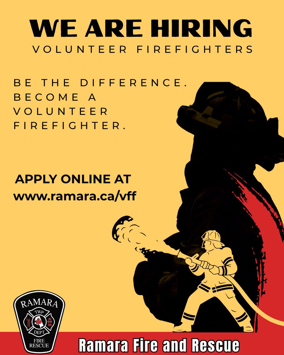 ramarafire's tweet photo. Become a Volunteer Firefighter and gain valuable skills, lifelong friendships, and the opportunity to make a real difference. No experience is required. We provide the training, equipment, and support. All that's needed is your commitment to helping your neighbors in need. https://t.co/c1sz0Pw3dP