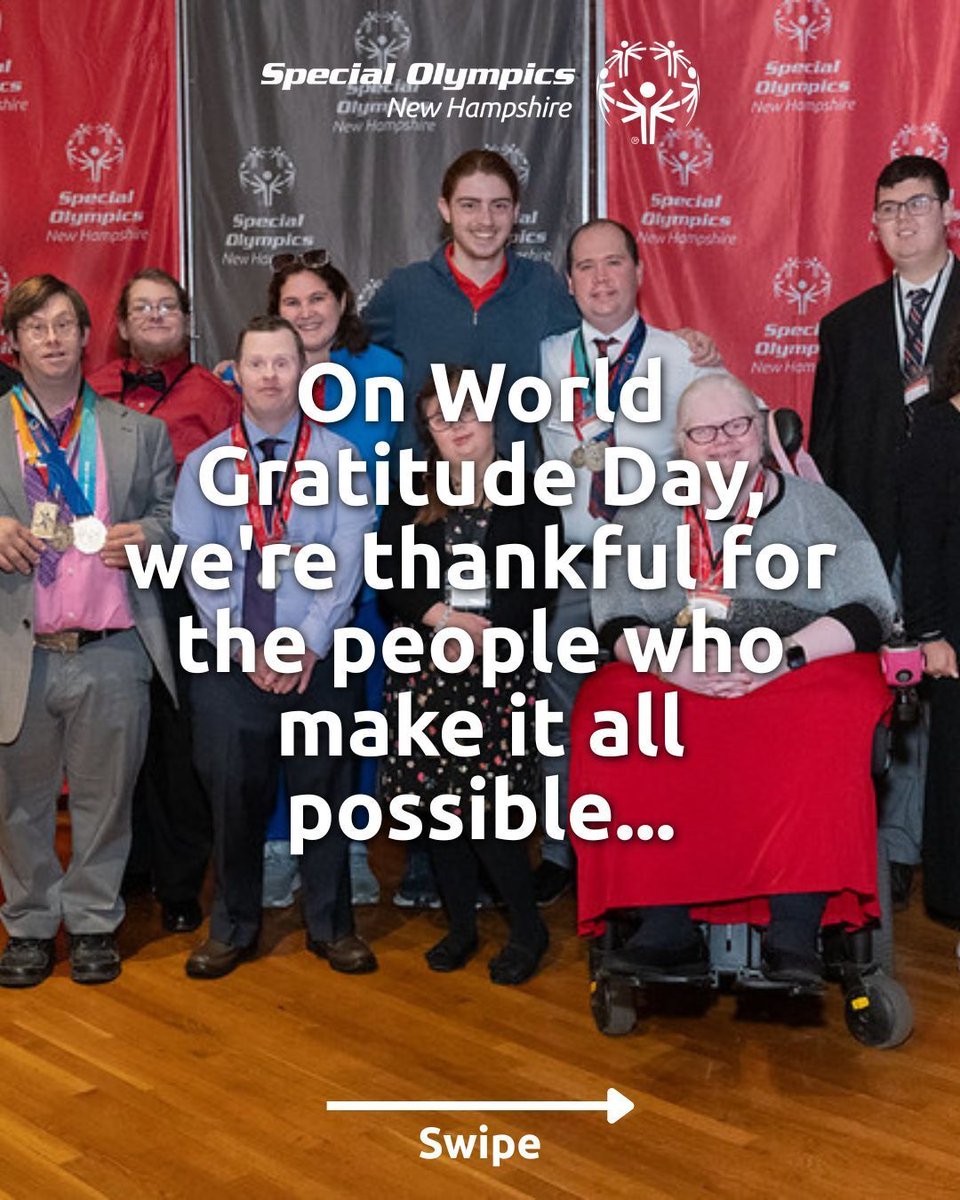 SONewHampshire's tweet photo. Gratitude is at the heart of our Special Olympics New Hampshire community. Today, we’re celebrating the athletes, coaches, volunteers, families, and supporters who make inclusion possible across our state. You ARE the movement!
#WorldGratitudeDay #ChooseToInclude #SONH https://t.co/ix991Qf24c