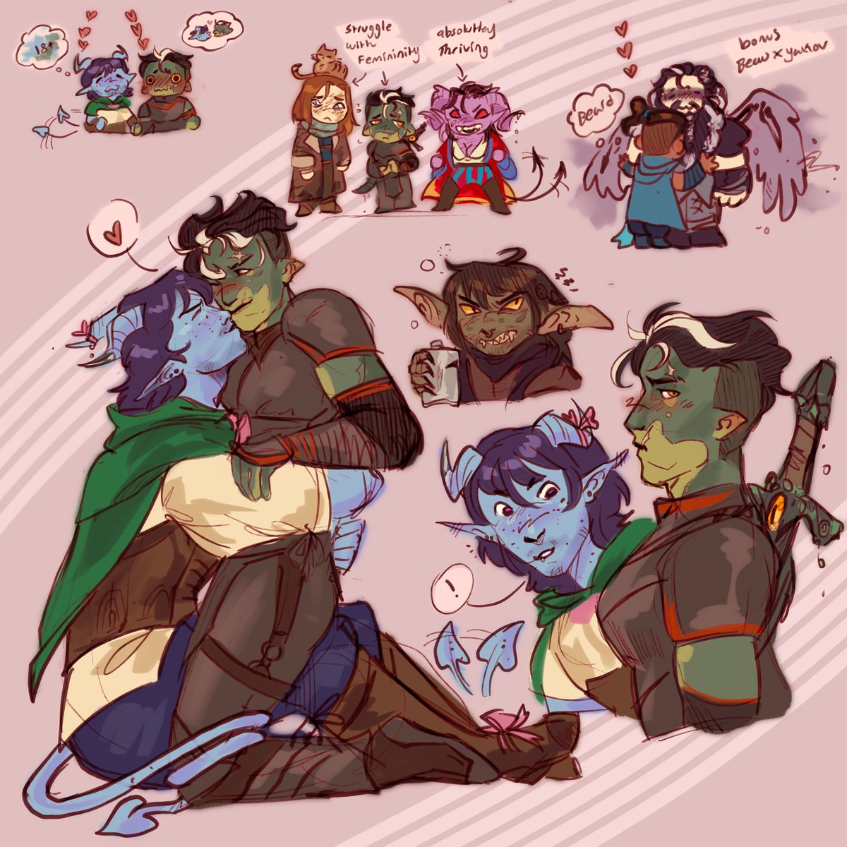 Graakky's tweet photo. Once again you can thank an anonymous tumblr user for requesting genderbent fjorjester
#criticalrole #themightynein #fjorjester 
as usual mollymauk is gender+ and is the diva of all time https://t.co/Q8nWbTQNpz