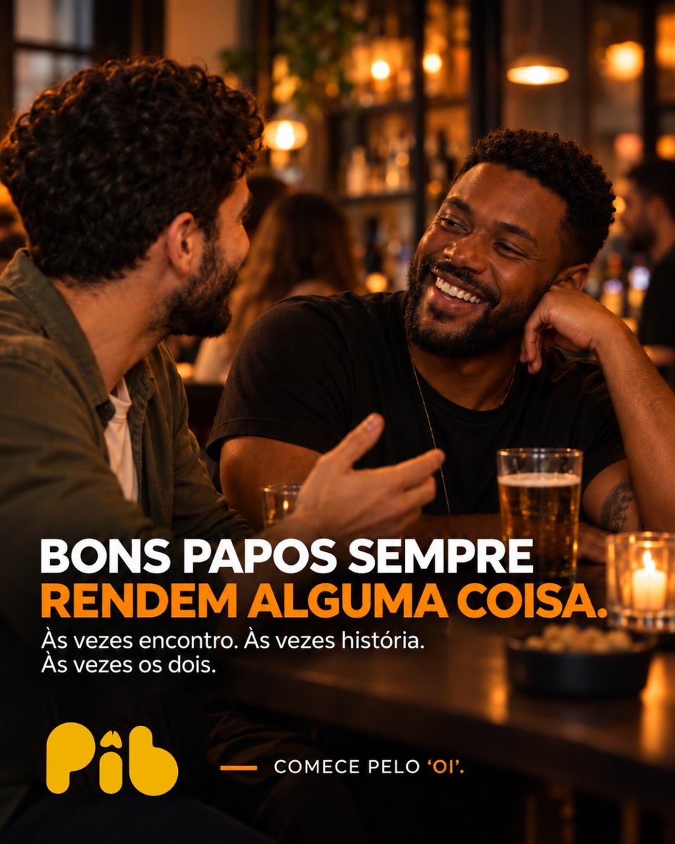 PibApp's tweet photo. Um bom papo pode virar encontro, história ou os dois.

No PIB, a conversa não é só abertura: ela também é conexão.

Porque quando o interesse é real, o “oi” já diz muita coisa. Comece pelo oi.

#gay #gaybrasil #instagay #gaylife #conversasreais #conexoesreais #lgbt #PiB https://t.co/73W12vU0mx