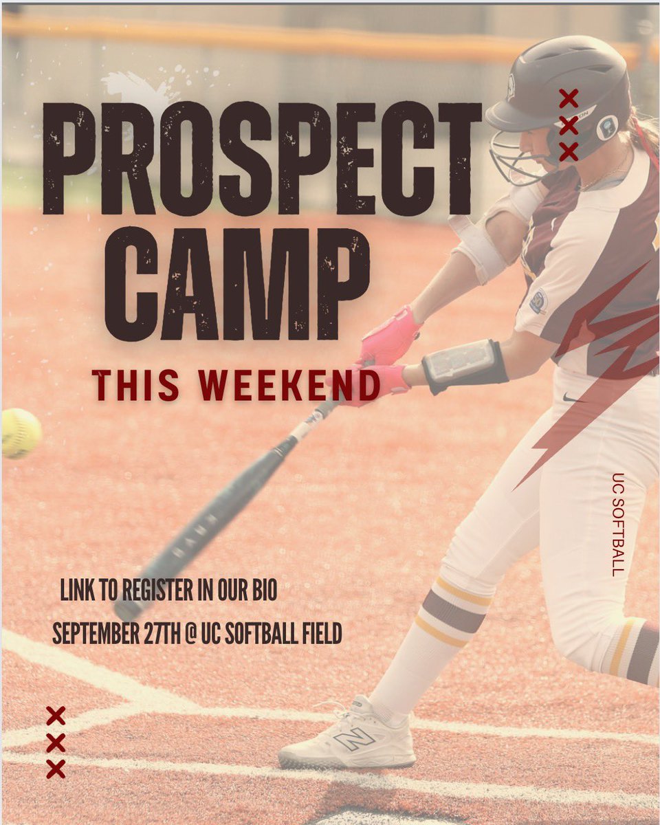 UcwvSoftball's tweet photo. IT’S CAMP WEEK! 🥎⚡️
Prospect Camp is THIS SUNDAY! Come spend the day with Charleston Softball and see what we’re all about.

📅 September 27th
📍 UC Softball Field
🔗 Register through the link in our bio! https://t.co/gwIsLxu9iR