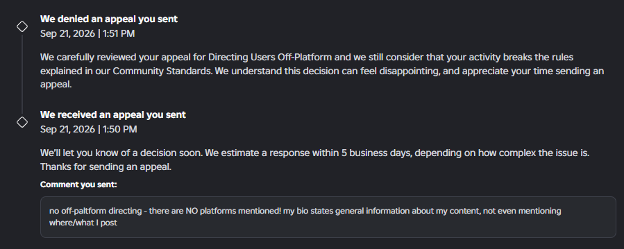 gabzzyYT's tweet photo. I got an email about a violation on my roblox account after not logging in for like 3 months (sorry btw I'll be back soon 🫶)

this makes absolutely no sense, how am I directing off-platform if there are no platforms mentioned? @Roblox  moderation always finds a way to disappoint https://t.co/WAAoXnPzsK