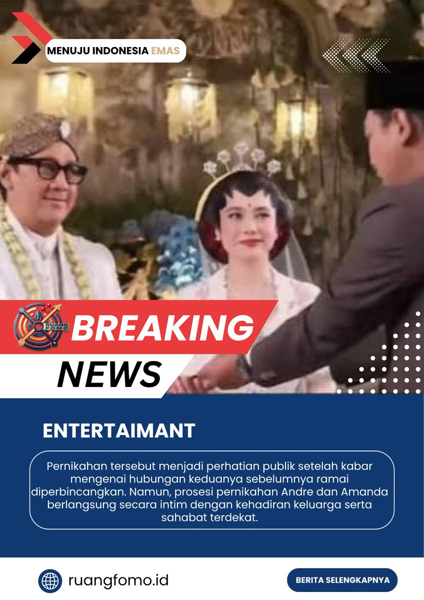 ruangfomo62's tweet photo. Andre Taulany Resmi Menikah dengan Amanda Rigby

Berita selengkapnya : https://t.co/pl43U2kl1g
Berita lainnya : https://t.co/w5lVtIBZhW https://t.co/t3mZmiacp2