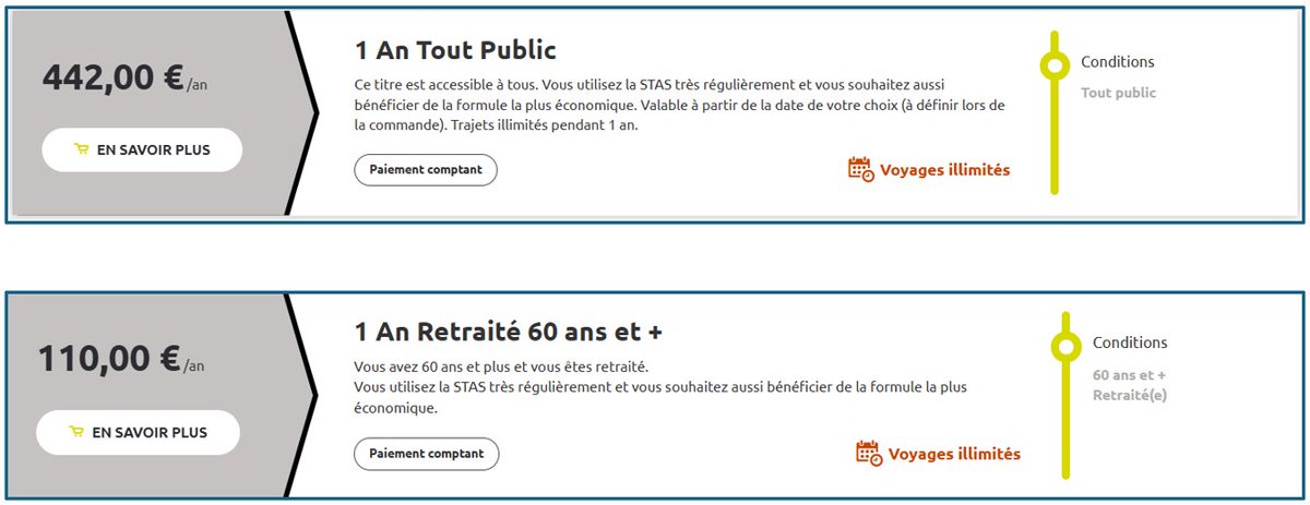 Cartemathien's tweet photo. On parle souvent du niveau des charges, et de celui des retraites. Mais il y a aussi ce qu'on ne voit pas.
Exemple, à St Etienne : prix d'un abonnement pour une personne qui tous les matins se lève et bosse : 442€. Pour une personne à la retraite : 110€.
C'est insupportable. https://t.co/bsahg7disQ