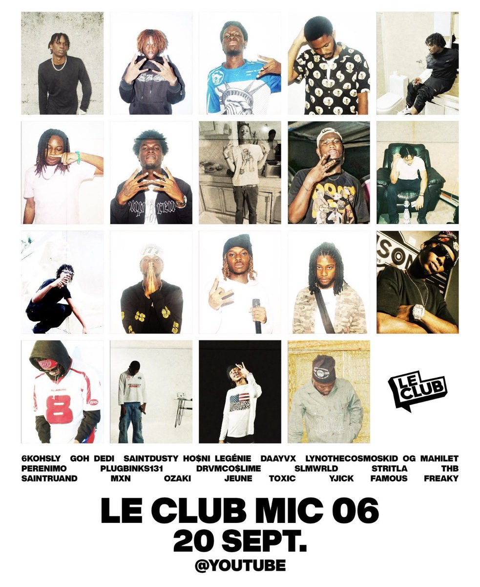 slimelifeivoire's tweet photo. 🚨 ALERTE

 𝗟𝗘 𝟲𝗲 𝗘𝗣𝗜𝗦𝗢𝗗𝗘 DU « 𝗖𝗟𝗨𝗕 𝗠𝗜𝗖 » EST DISPONIBLE SUR YOUTUBE 🔴

AVEC :
▫️THB
▫️DAAYVX
▫️LYNOTHECOSMOSKID
▫️OG MAHILET
▫️STRITLA
▫️SAINTRUAND
▫️OZAKI
▫️GOH DEDI
▫️6KOHSLY

ET BIEN D’AUTRES ARTISTES..

#slimelifeivoire 📟 https://t.co/T1ZYPz03qa
