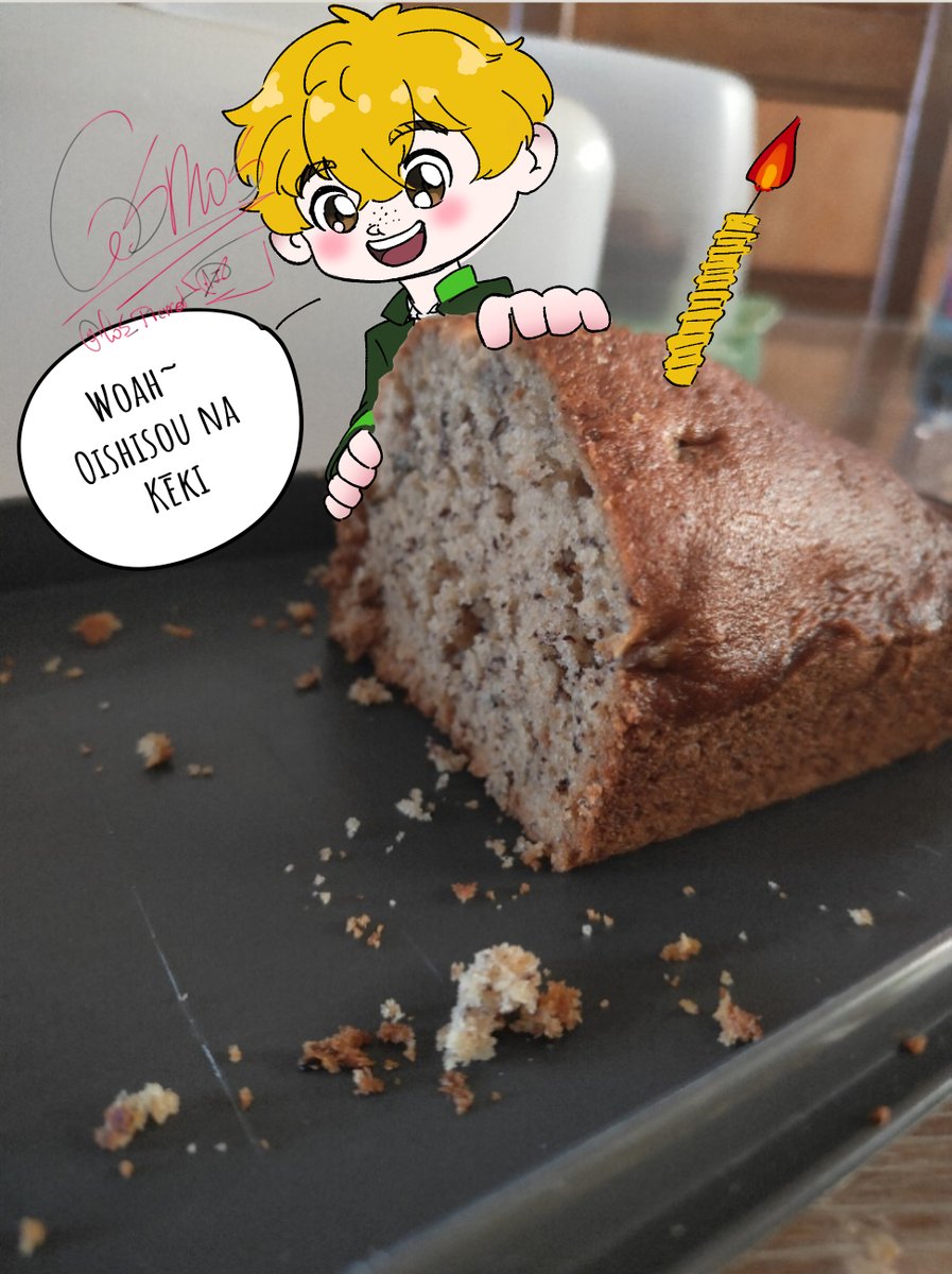 Cossy_Alien's tweet photo. Just realized i did a banana cake on Nirei's birthday
Once again happy birthday Nirei~
It was really good btw 😋
#ウィンブレ #WINDBREAKER #ウィンブレFA #楡井秋彦生誕祭2026 https://t.co/DEIMFdnBvK