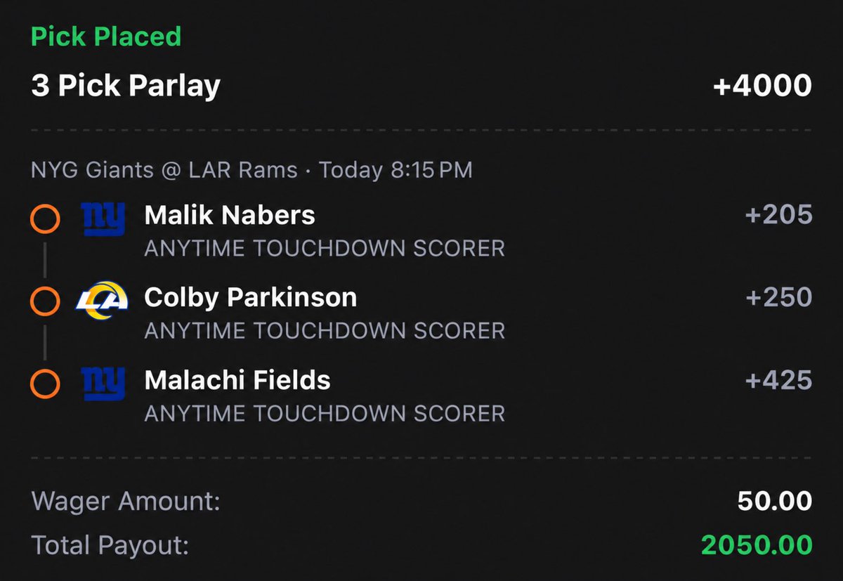 stackempicks's tweet photo. MNF anytime touchdown lottery 📝🏈

it’s time to put my money where my mouth is and go back to back. take what you like and tail responsibly.  

@Playbook https://t.co/kVWTQ8I3NF