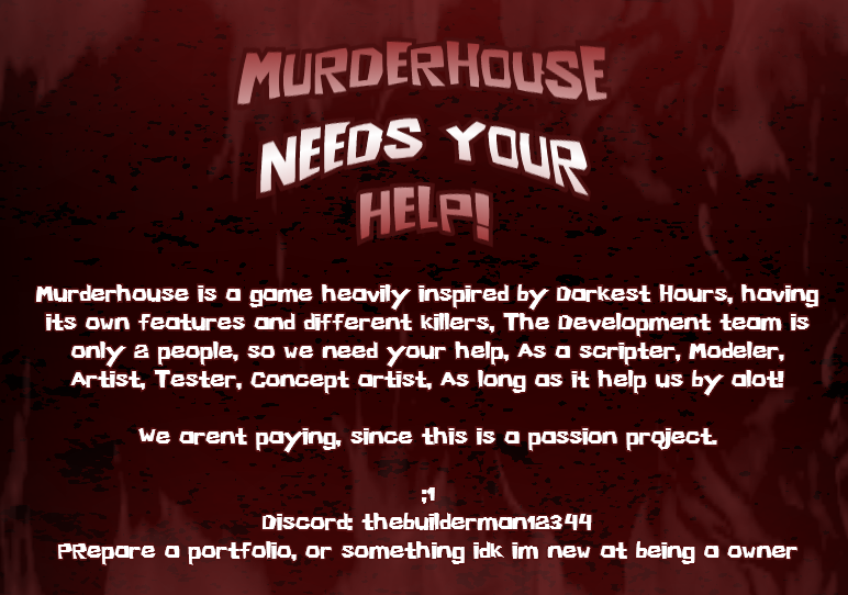thebuilderman13's tweet photo. Murderhouse needs your help! #robloxㅤ #robloxgame https://t.co/4U8W3B2opu