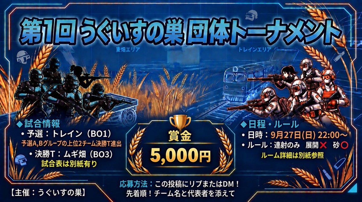mezase1man10000's tweet photo. 🔥うぐいすの巣 団体トーナメント🔥

🗓9月27日(日)
22:00〜

💸 ͗ ͗ 🥇5000p

荒野名  XID (鍵垢❌)

✅条件
𝘍+𝘙𝘛(全) 
➥@mezase1man10000 
    @Jcl0Z 

#団体ルーム  #賞金ルーム  #QT   #高額ゲリラ #賞金 https://t.co/cpQiT7U4Uj