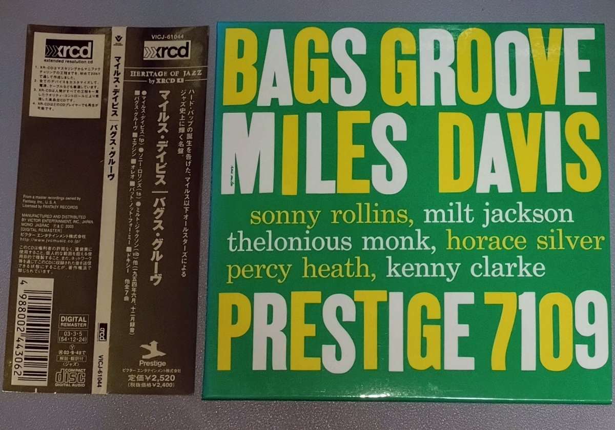 SickazzDog's tweet photo. #NowPlaying
#MilesDavis
#SonnyRollins
#MiltJackson
#TheloniousMonk
#HoraceSilver
#PercyHeath
#KennyClarke
『BAGS GROOVE』📀
https://t.co/1TfKuetGpM
  
1954年録音
今回は2003年発売のXRCD[VICJ-61044]🎵 https://t.co/Sd7NHKOw10