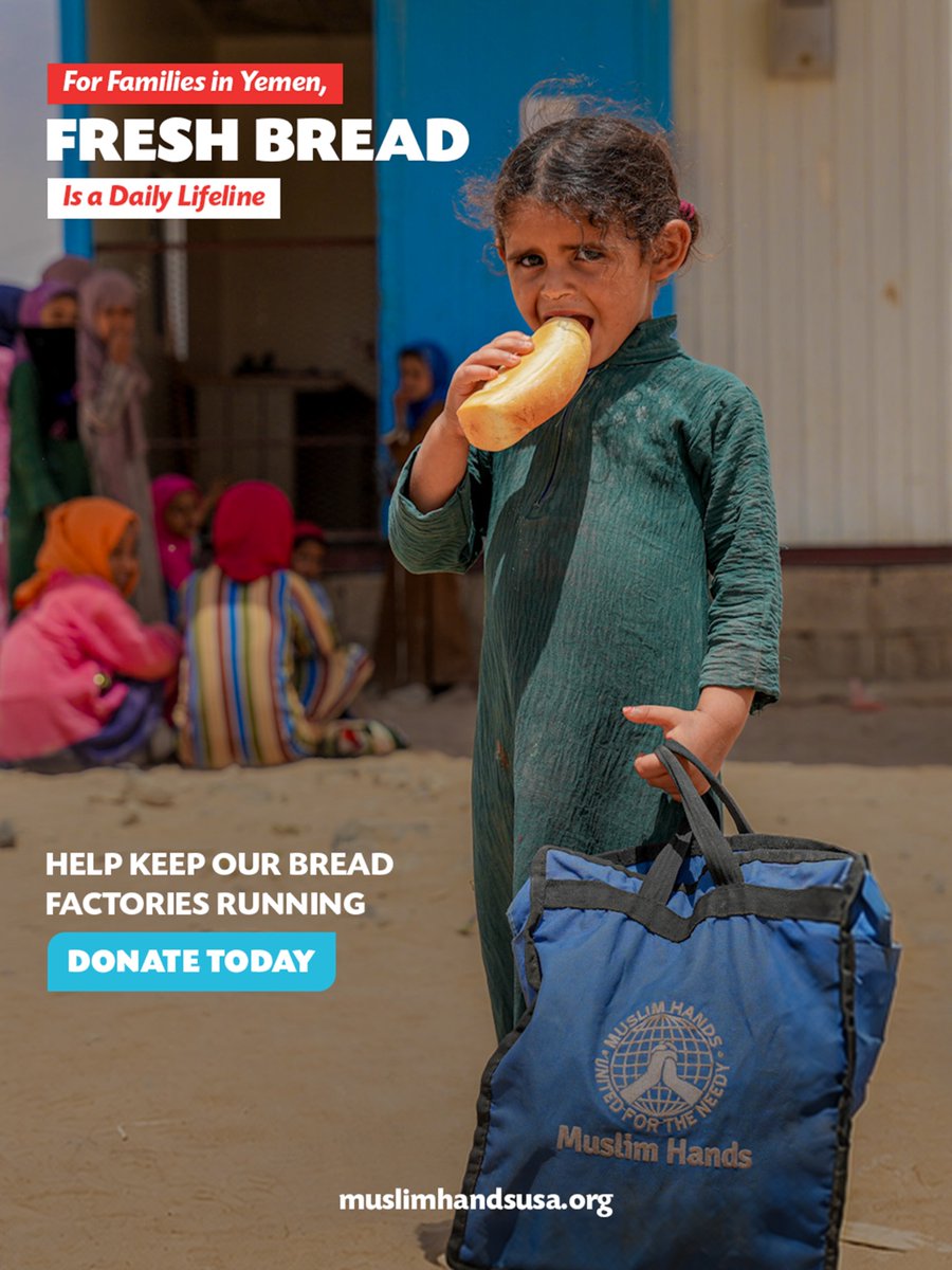 muslimhandsusa's tweet photo. For families in Yemen, something as simple as fresh bread can be a daily lifeline. 🤍

Help keep our bread factories running and provide nourishment to families in need.

#MuslimHandsUSA #Yemen #BreadForYemen https://t.co/h702Oh0eLP