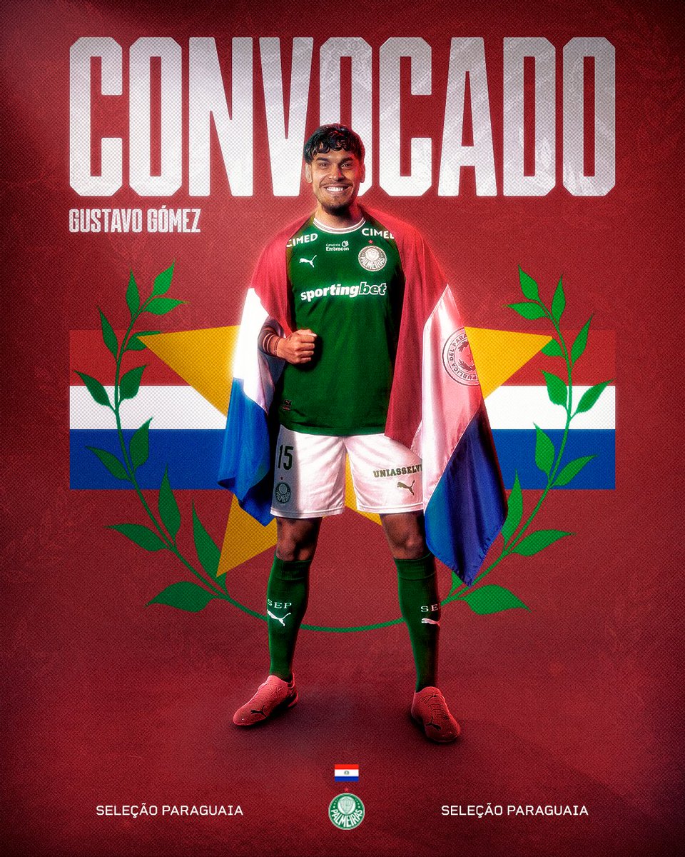 Palmeiras's tweet photo. É o Capitão! 🫡🇵🇾

Gustavo Gómez foi convocado para os amistosos do Paraguai na próxima Data FIFA! Avanti, meu xerife! 💚 https://t.co/DmUFvMlb0k