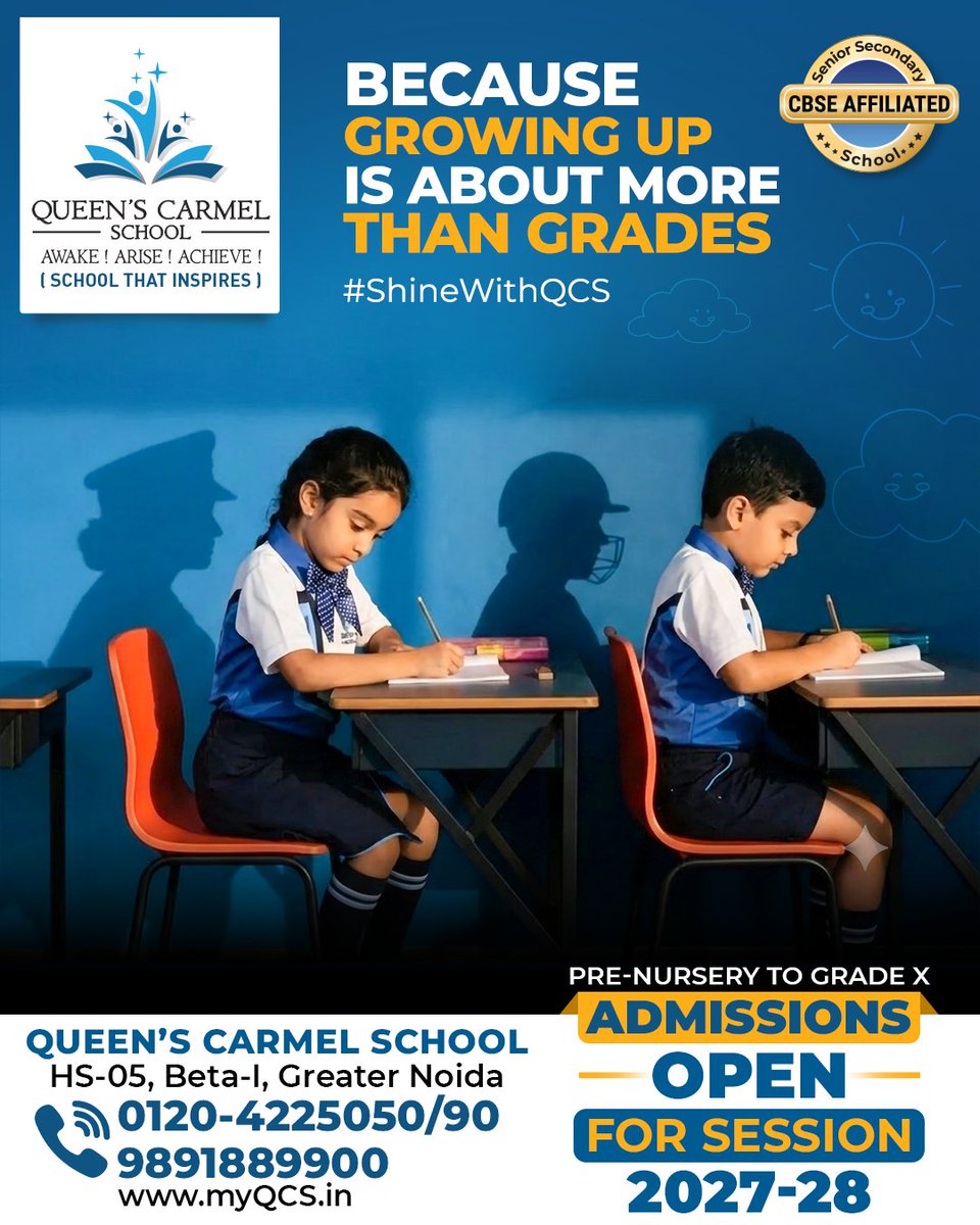 QCSSchool's tweet photo. A child's development cannot be measured by marks alone. Academics, physical fitness, creativity, communication, values, and confidence all contribute to shaping a well-rounded individual. At #QCS, every dimension of growth matters.
#AdmissionOpen #BestSchool #CBSE #GreaterNoida https://t.co/ONmVBbW2UD