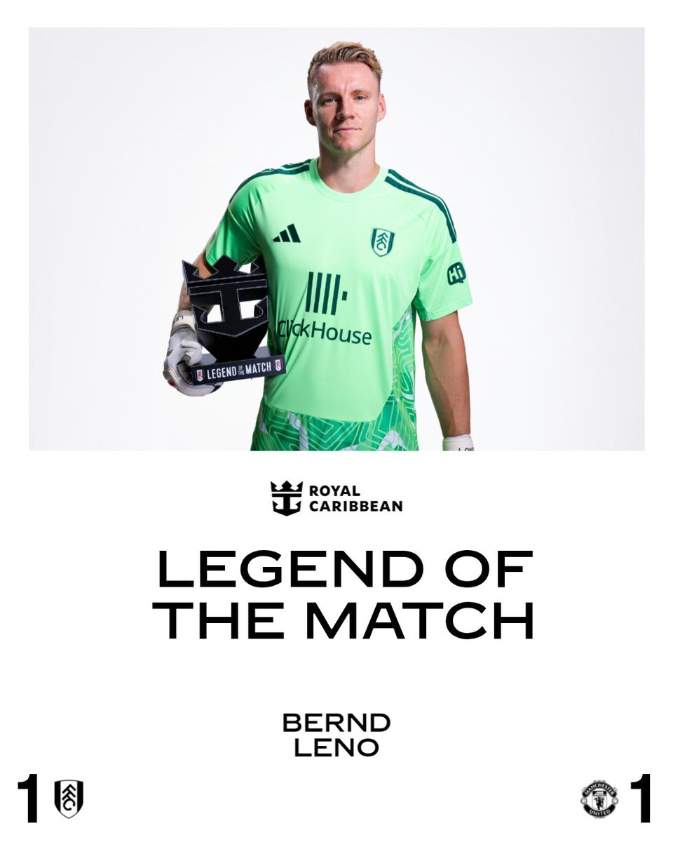 FulhamFC's tweet photo. The @MyRoyalEurope Legend of the Match trophy is in safe hands. 🧤 https://t.co/6iNR1g66M2