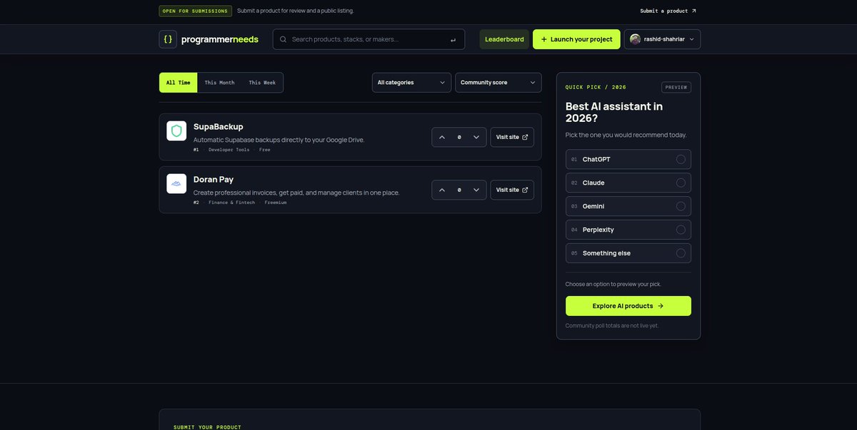 rashid_js_dev's tweet photo. I built ProgrammerNeeds to help founders and makers get more visibility for their products.
You can list your startup, SaaS, app, or side project for free for now and get a backlink to your website.
👉 https://t.co/QP7Monzkn8
#BuildInPublic #Startups https://t.co/XMezPXDZQO