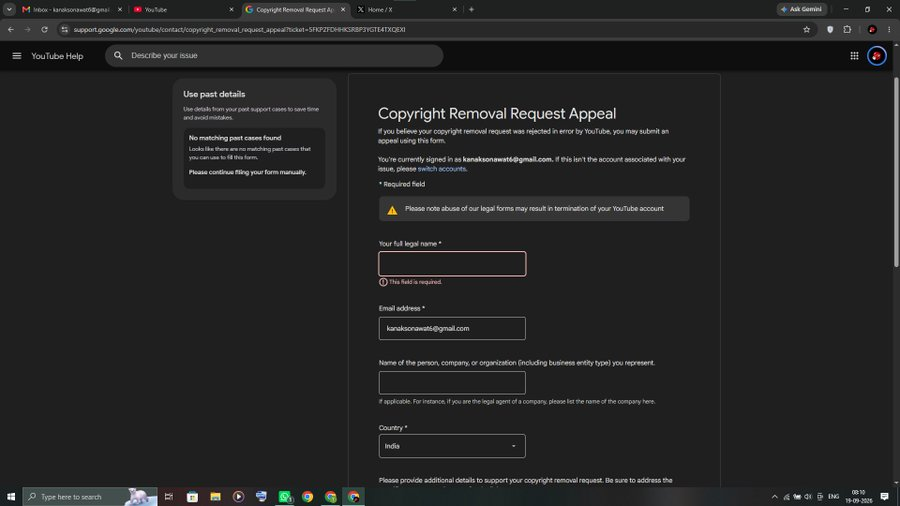 techkanakog's tweet photo. @TeamYouTube 
 I've appealed my channel termination multiple times over 3 months via form, but got 0 response or confirmation email. Page shows "Your email has been sent" then resets to blank form on refresh. Please help me with a manual review! URL: https://t.co/EpYyop76aq https://t.co/H3Vt6zIRKs