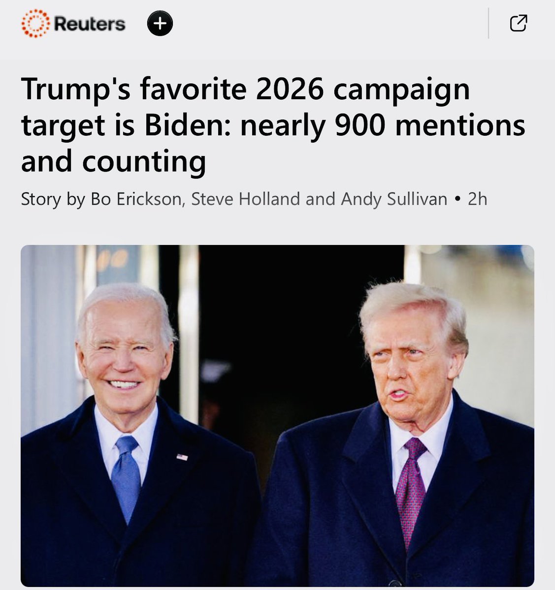 RonFilipkowski's tweet photo. Trump has blamed Joe Biden for things 900 different times so far in 2026. Should be well over 1,000 by the midterms. https://t.co/tLqRbdb8U8