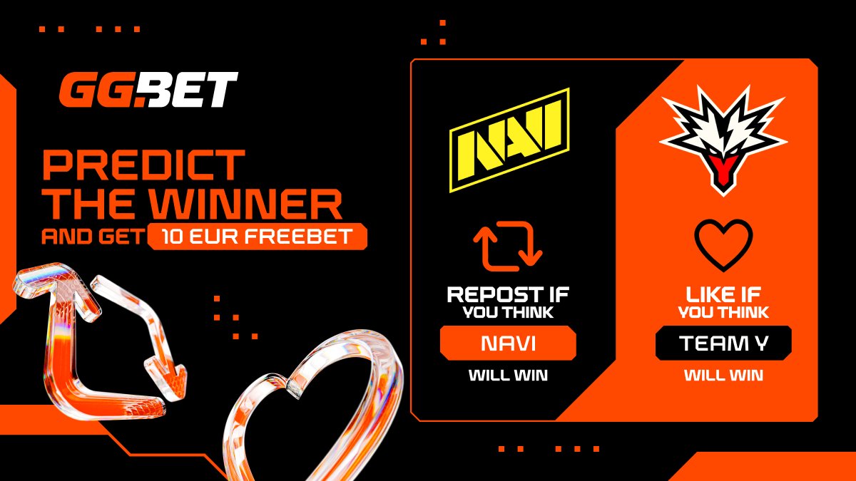 ggbet_en's tweet photo. Predict the winner and get a 10 EUR freebet! 🧡

Who will take the series? 🤔

🔁 Repost if you think NAVI will win
❤️ Like if you think Team Y will win

5 lucky winners will get 10 EUR no-dep freebet! https://t.co/DiLnli1kFU