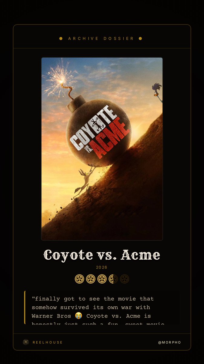 aj8iq's tweet photo. Coyote vs. Acme • ReelHouse 
كتبت رفيو مالتي عن الفلم ب ذا ريل هاوس ✨🤝🏻 https://t.co/TSMlVacmrq