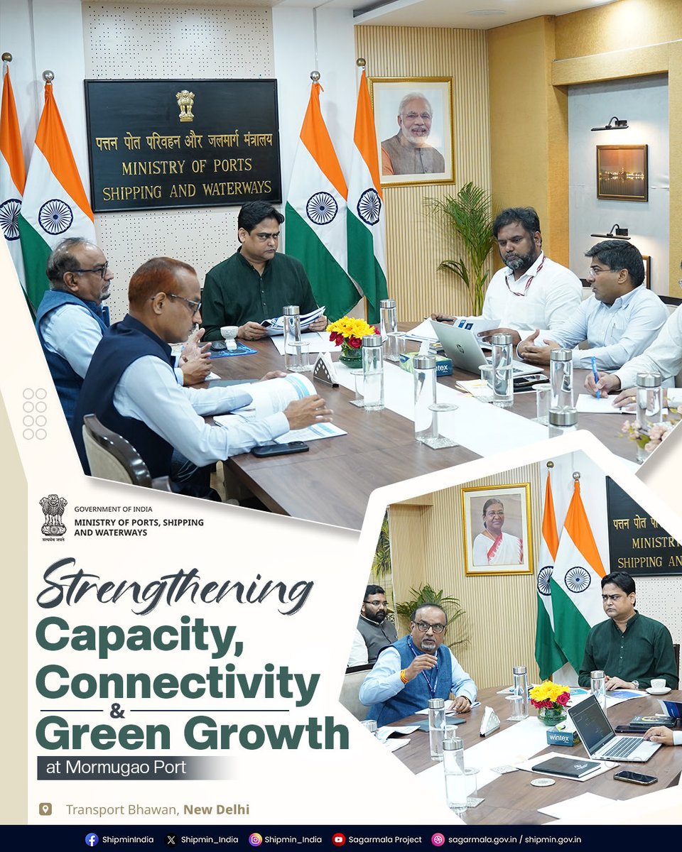 shipmin_india's tweet photo. Shri Shantanu Thakur, Union Minister of State for Ports, Shipping & Waterways chaired a comprehensive review of Mormugao Port Authority, assessing the Port's operational and financial performance, infrastructure development, cargo growth, port-led industrialisation and future expansion plans.

@Shantanu_bjp @chairmanmgpt
#MaritimeIndia #PortsOfIndia #BlueEconomy #PortLedDevelopment #ViksitBharat