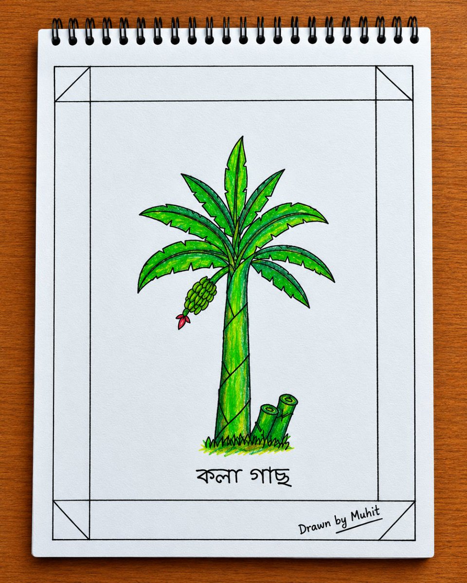 DrawWithMuhit's tweet photo. Nature meets creativity! 🌿🍌

This banana tree was drawn by young artist Muhit 👨‍🎨, turning a simple scene from nature into a beautiful piece of art.

A little imagination can make everyday nature look extraordinary! 🎨✨

#DrawWithMuhit #Art #Drawing https://t.co/HVOMtSeJQF