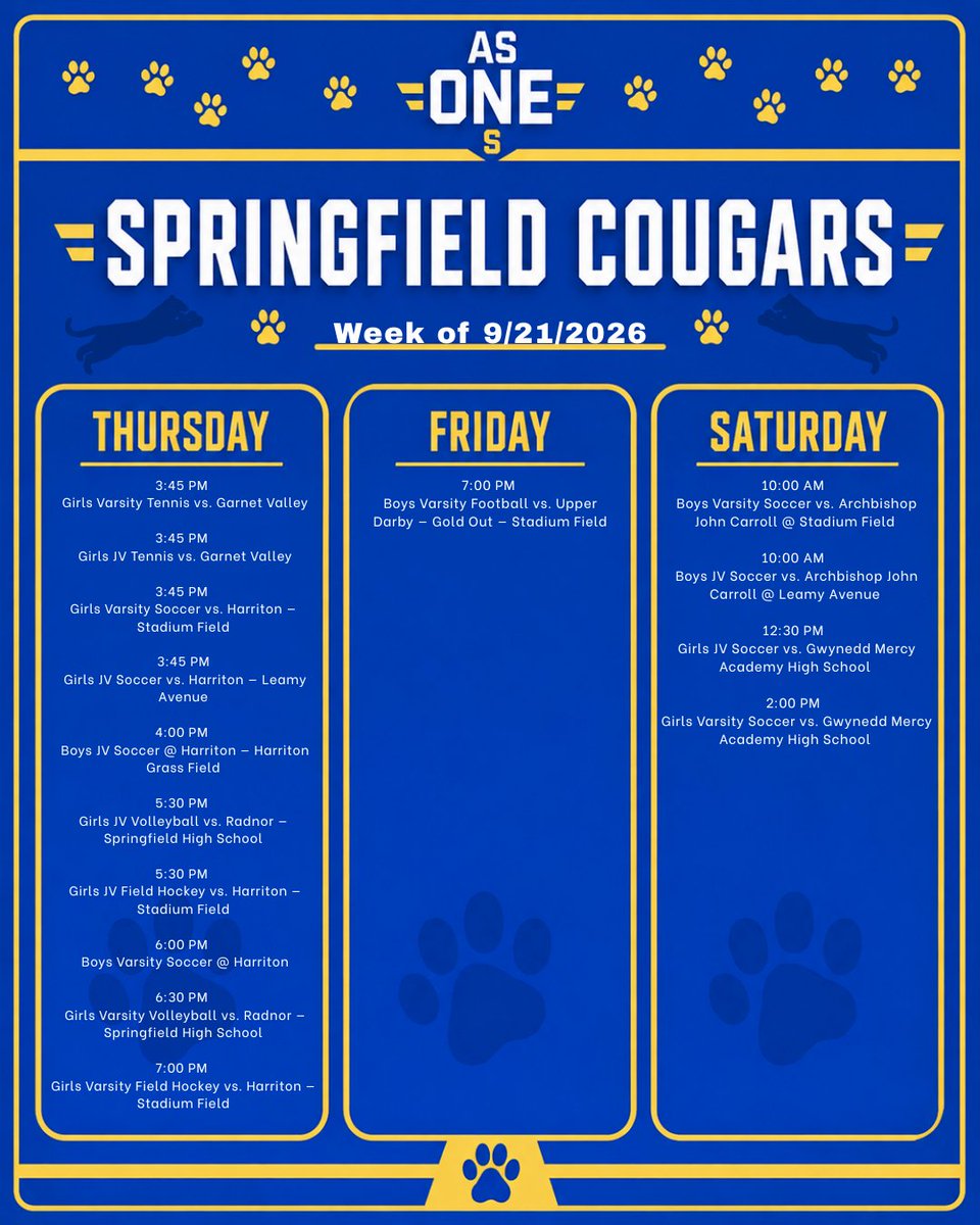 SpringfieldSD's tweet photo. Come and support our Cougars! #PrideInAllThings https://t.co/KmYyVPA6RR