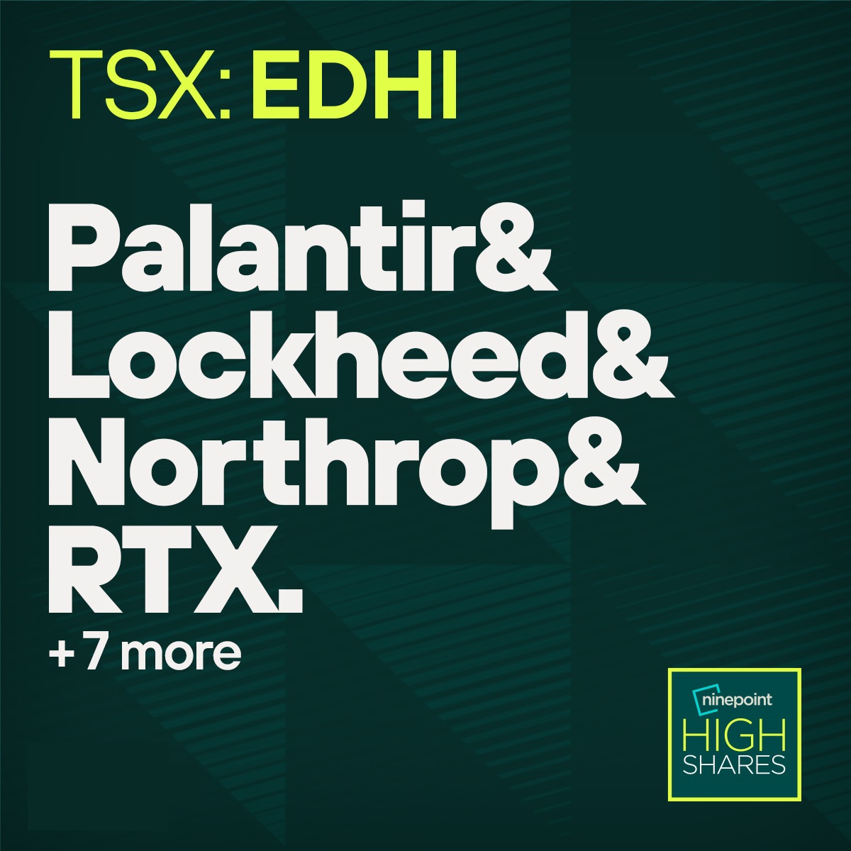 Ninepoint's tweet photo. TSX: EDHI provides focused exposure to global aerospace and defense companies, combined with a covered call strategy designed to generate regular income and the potential for long-term capital appreciation. Learn more: https://t.co/ayvEivVZsE https://t.co/iLCi0SfsYN