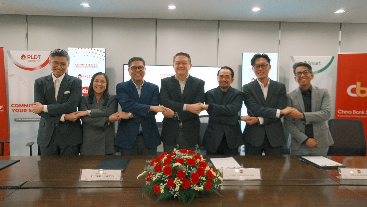 pldt's tweet photo. For financial services to become more accessible, banking needs to go where customers are. PLDT Enterprise, China Bank, and Samsung are working to strengthen the bank’s automatic payroll deduction distribution model to help bring loan application assistance closer to teachers. Read more: https://t.co/IzWdE7kj2u