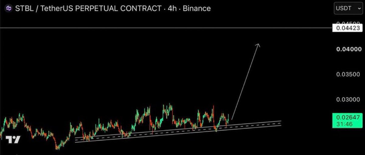 Randykevinn's tweet photo. $STBL | Long

Entry: 0.02640-0.02740

Targets:

0.032
0.037
0.045
0.060

$ZETA $AKE $ONE

join  our free  signals group 👇🏿👇🏿. 
https://t.co/j3XK4Gt6rR

$xrp $btc $fil $icp $iran $NFE
$TSLA $EOSE  $IREN $NBIS $RKLB $LMND $SOFI $AMZN $TEM $Gold $silver #UnitedStates https://t.co/G5Uf8srhmr