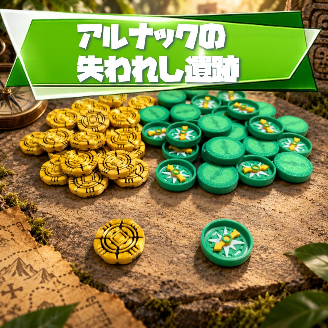 bdgupgrade's tweet photo. 【新商品販売開始】
＜アルナックの失われし遺跡＞トークンセット

考古学の雰囲気に馴染むデザインで、
テーブル上での存在感＆掴みやすさもアップ✨
🪙コイントークン ×27
🧭方位磁石トークン ×27

アルナックの冒険を、ちょっと豪華に。厚さもあり掴みやすさも抜群です！単品でも販売中。 https://t.co/sCUpUmMRKJ