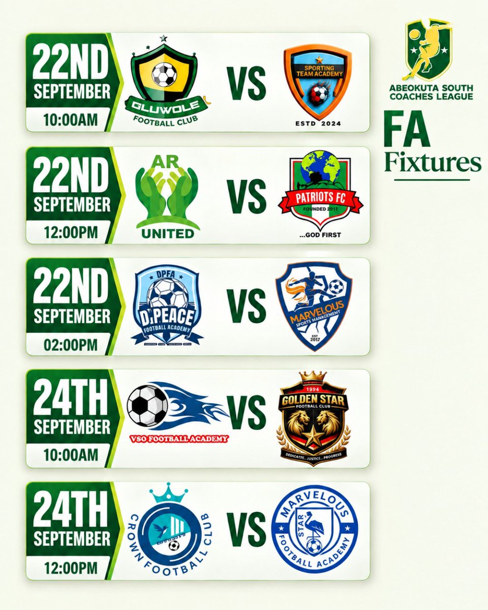 AbkSouthLeague1's tweet photo. FA CUP TUESDAY AND THURSDAY FIXTURES: KNOCKOUT 

#ASCL26 #Grassrootfootball https://t.co/ne3iyhCitC
