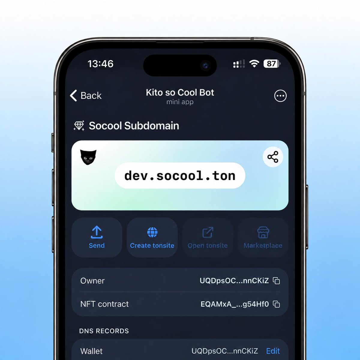 kito_ton's tweet photo. Socool subdomains and sites are here !

Your .socool.ton subdomains just got a redesign and has been updated

You can now also create a web3 site for your subdomains in our app, and the site can be open directly on Telegram ! 

Example: dev.socool.ton

https://t.co/lKfWxPY8MM https://t.co/bOol6XIHgB