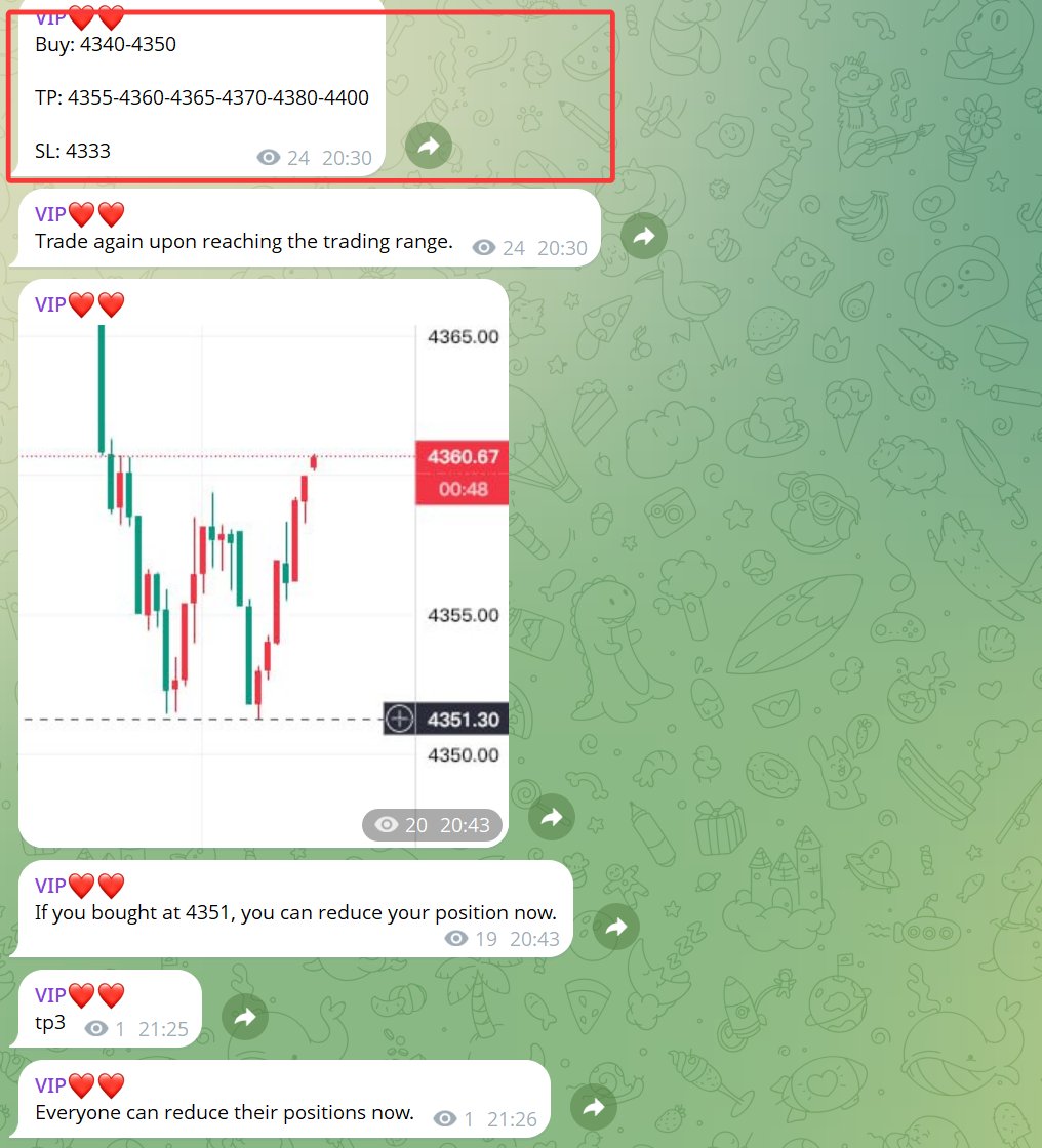 #XAUUSD #gold
The second trade signal in the VIP channel today has once again yielded a profit of over 100 points.

Our long positions entered in the 4340–4350 