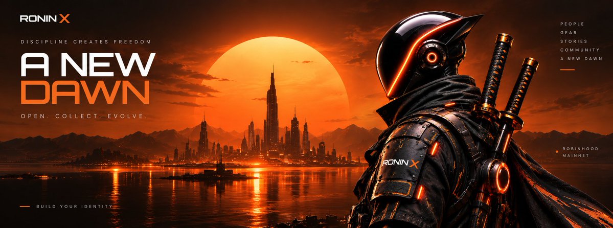 RB_RoninX's tweet photo. A NEW DAWN BEGINS. ⚔️

RONIN X is LIVE.

Open crates.
Collect rare equipment.
Build your Ronin.
Create your identity.
Every crate is a chance.
Every piece of gear changes your journey.
OPEN. COLLECT. EVOLVE.
Welcome to RONIN X.

Built on Robinhood Mainnet.

0xbe2a8b2a15123c9f8a2bf61d6e5aadba5a0136ba