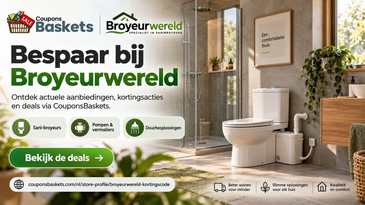 couponsbaskets's tweet photo. Op zoek naar badkamerdeals? Bekijk de actuele aanbiedingen en kortingsacties van Broyeurwereld via CouponsBaskets. Ontdek deals voor sani-broyeurs, pompen, vermalers en doucheoplossingen.

https://t.co/gkkkDoXVbf

#Broyeurwereld #Kortingscode #BadkamerDeals https://t.co/Dc4NvjemNM