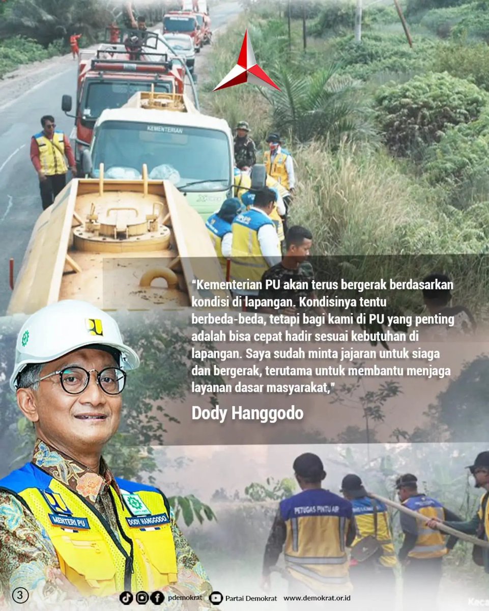 DPCDemokratLA's tweet photo. Menteri Pekerjaan Umum (PU) yang juga merupakan Wakil Ketua Umum Partai Demokrat, Dody Hanggodo, menginstruksikan Kementerian PU untuk bergerak cepat memperkuat kesiapsiagaan dalam menghadapi kebakaran hutan dan lahan (karhutla) di Pulau Kalimantan. 

#menteripu #dodyhanggodo https://t.co/7ZGRjPMJvT